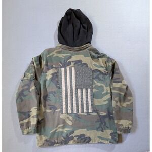 Alpha Industries Fortitude Americana Field Jacket XL Camo Flag Patch Zip Hood